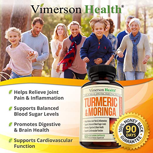 Turmeric Curcumin WITH Moringa Oleifera Reduce Pain Balance Blood Sugar Promote Brain Health